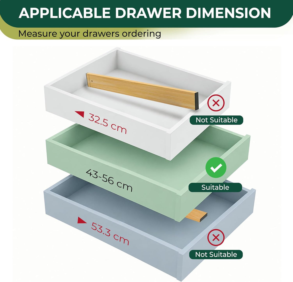6 Pack Deep Drawer Dividers - 17-22 Inch Deep Expandable Drawer Organizer Set...