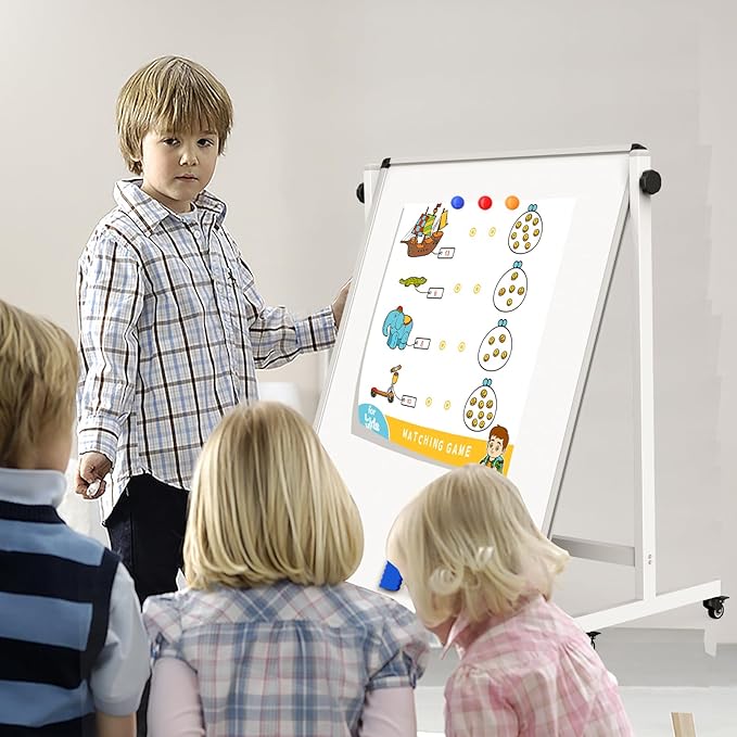 Rolling Whiteboard on Wheels, Double-Sided Magnetic Dry Erase Board - Image 7