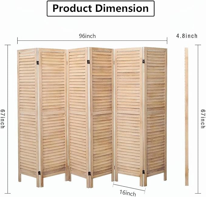 6 Panel Room Dividers and Folding Privacy Screens, Divider - Image 3