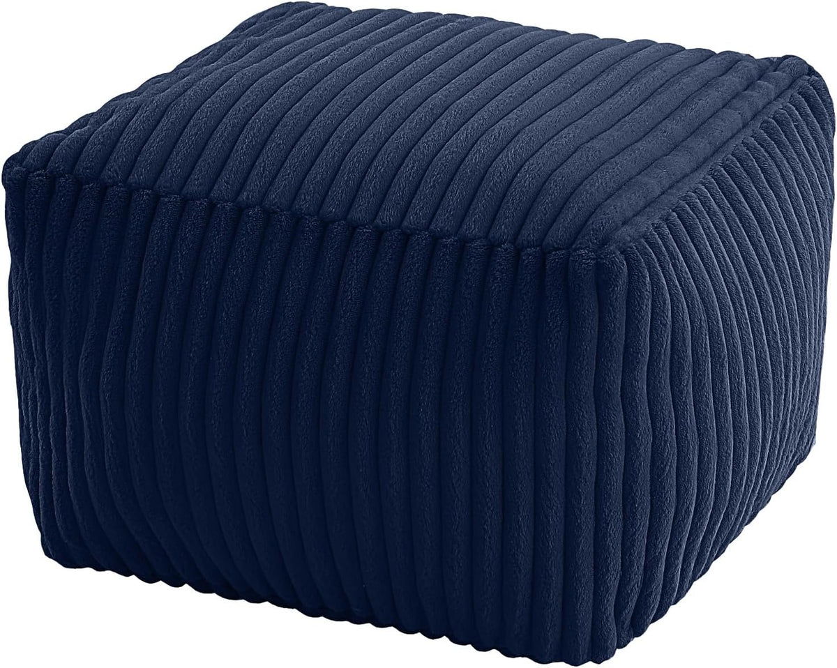 MeMoreCool Square Pouf Ottoman Foot Rest, 15 Inch Faux Fur Pouf, Navy