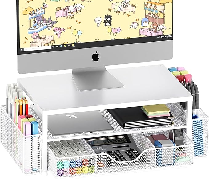 OPNICE Desk Organizers and Accessories, 2-Tier Computer Monitor Stand Riser by OPNICE