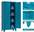 Washsemba 61" Tall Farmhouse Metal Pantry Cabinet, Kitchen Pantry Storage Cabinets with 2 Barn Door and Adjustable Shelves,for Kitchen,Laundry Room,Home Office,Kids Room （Peacock Blue