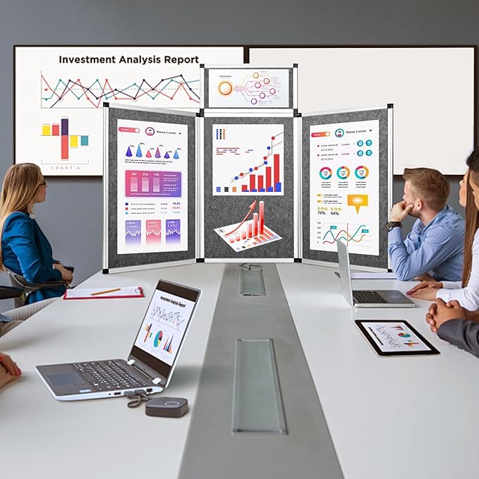 Nisorpa 3+1 Panel Trade Show Presentation Board 70.8 x 35.4 in Desktop Tri Fold - Image 8