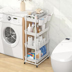 JIUYOTREE 4-Tier Plastic Rolling Storage Cart Utility Cart - Image 3