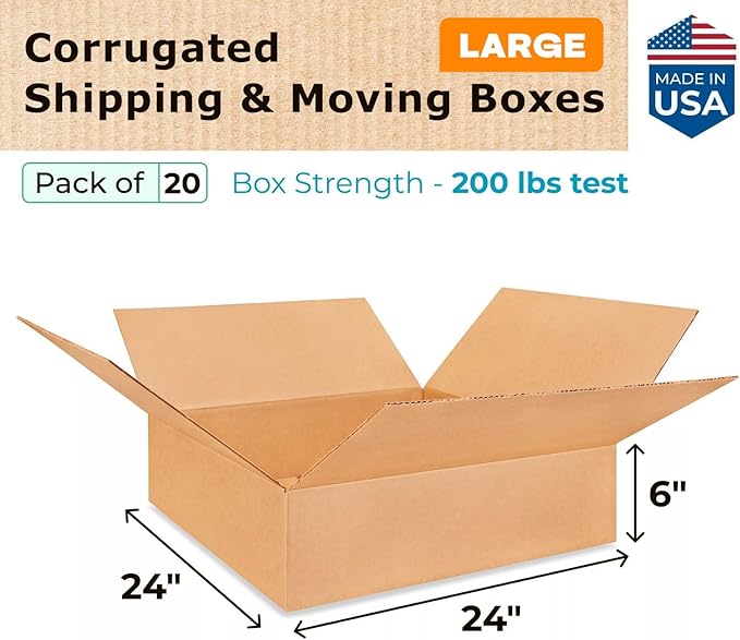 Large Shipping & Moving Boxes 24"L x 24"W x 6"H - Image 2