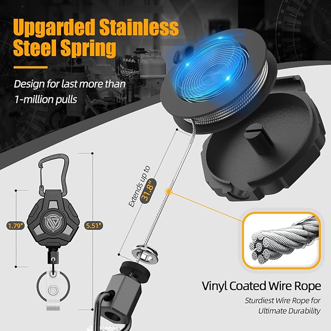 1 Pack Retractable Keychain Heavy Duty, Badge Reels Retractable, Tactical ID - Image 2