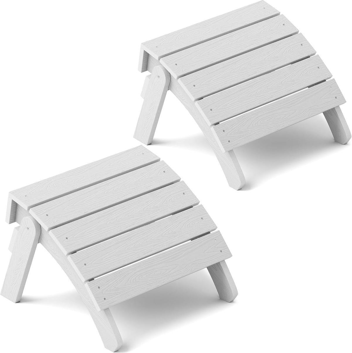 YEFU Folding Adirondack Ottoman Outdoor Set of 2, White
