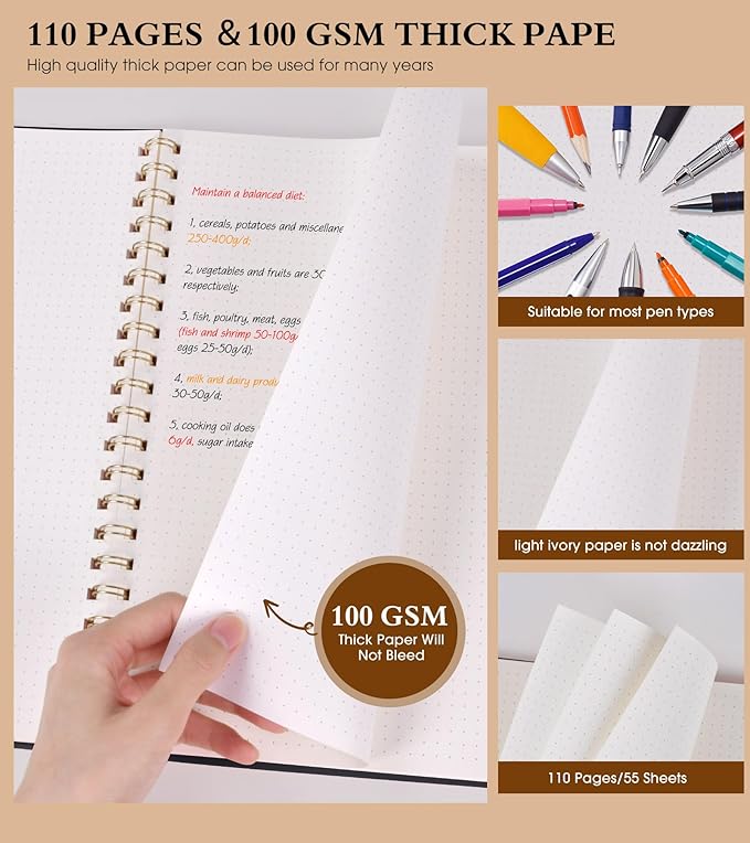Dotted Notebook, Spiral Notebook Journal 8.5” x 11”, A4 Large Dot Grid Notebooks - Image 4