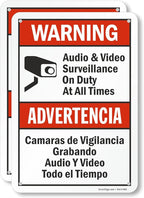 SmartSign 2-Pack 'Warning Audio And Video Surveillance On Duty At All Times' by SmartSign