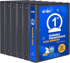 3 Ring Binder 1 Inch, ViVin Sturdy 1"-Round Ring Binder by ViVin