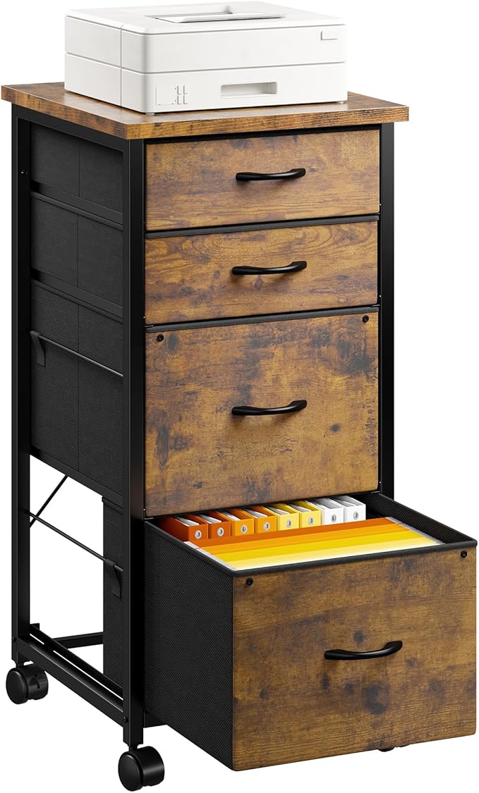 4 Drawers Mobile File Cabinet Vertical Filing Cabinet by Durayloly