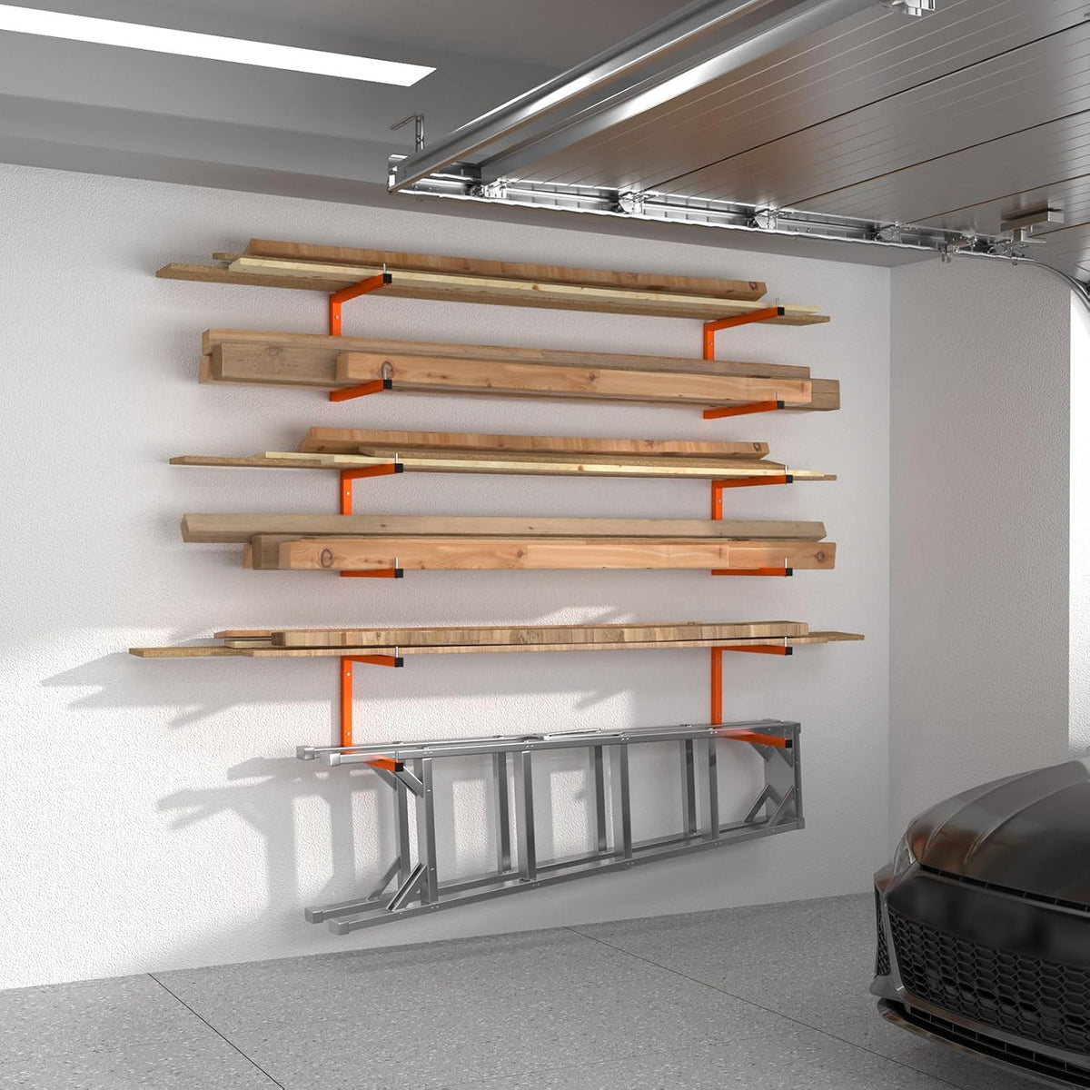 lumber storage rack, wall mount wood rack (6 on a desk or shelf