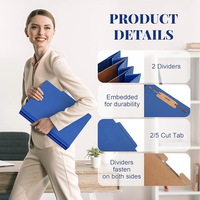 Skyygemm 36 Pcs Classification Folders Letter Size, 2 Divider Pressboard File - Image 3