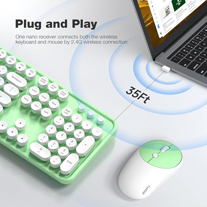 MOFII Wireless Keyboard and Mouse Combo, Computer Full Size 2.4G Plug and Play - Image 2