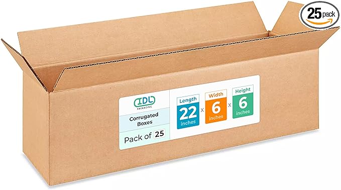 Long Moving & Shipping Boxes 22"L x 6"W x 6"H by IDLPackaging