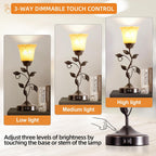 touch control leaf vintage table lamp with 3-way, side view