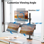 triple monitor mount fits max 32" computer screen, close-up detail