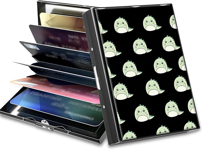 BWEGRHE Slim Credit Card Holder, Cute Dinosaurs RFID Blocking Metal Wallet by BWEGRHE