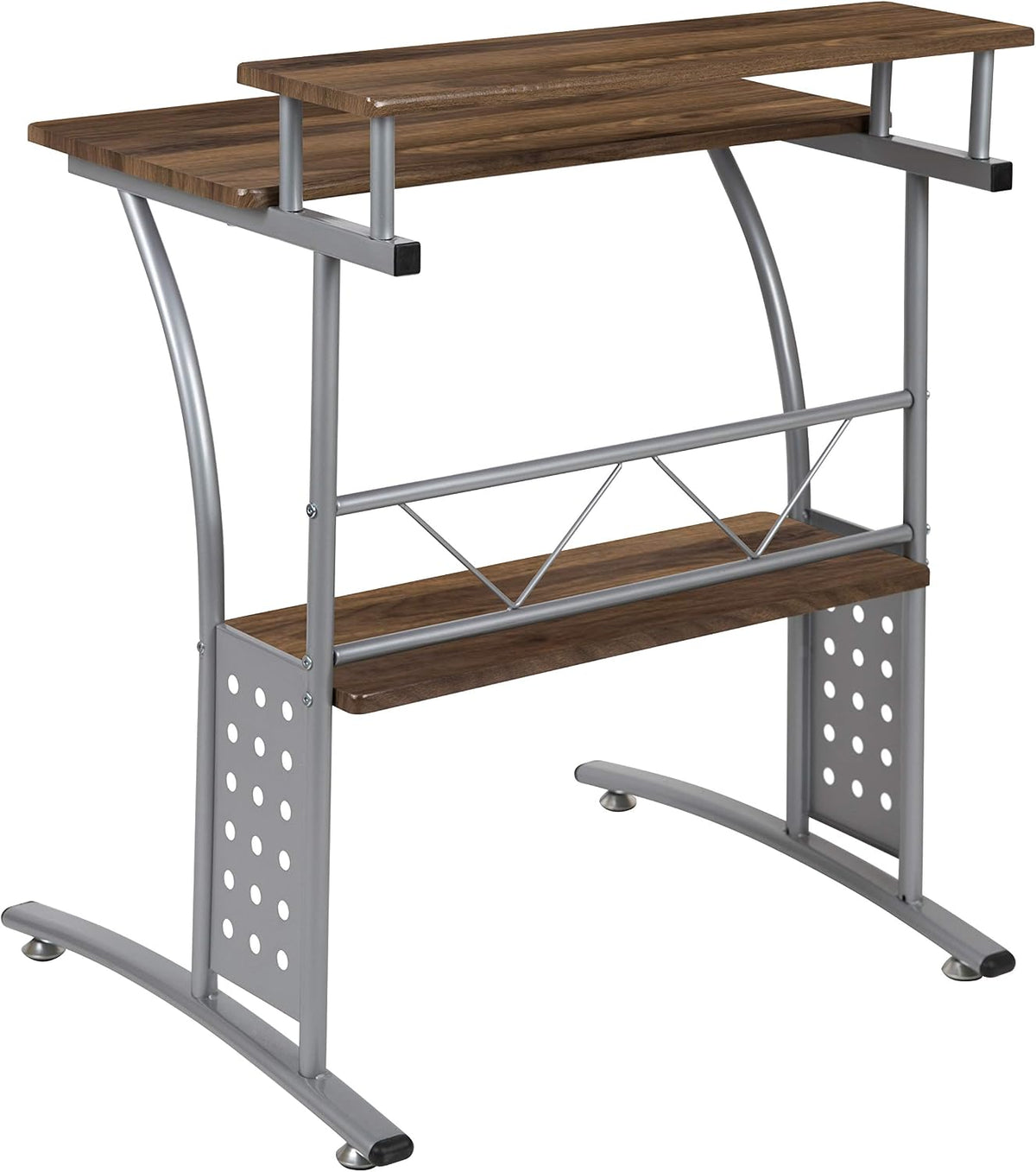 Flash Furniture Clifton Rustic Walnut Computer Desk with Top and Lower Storag...
