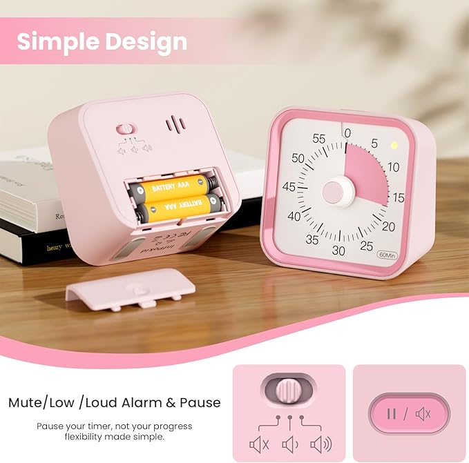 Visual Timer for Kids with Pause Function, 60 Minute Countdown Timer for Kids - Image 4