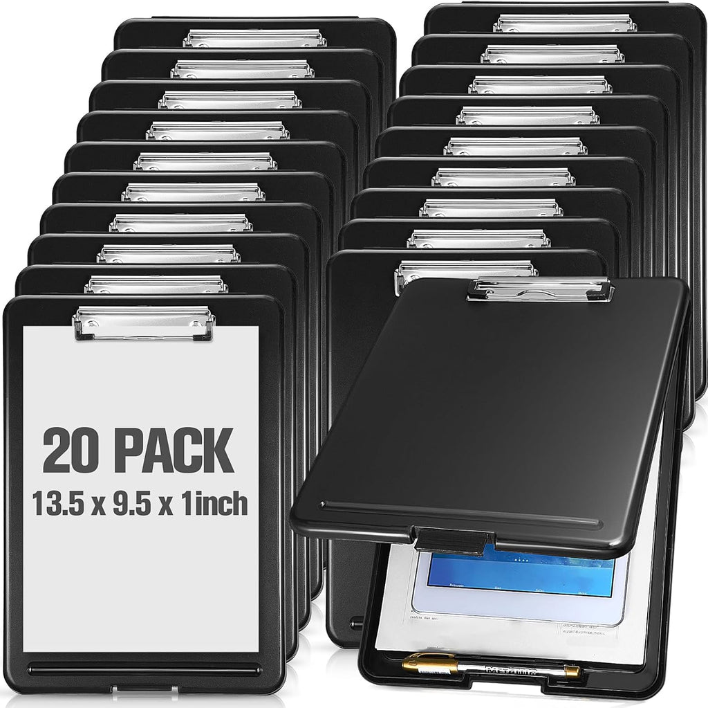 Mimorou 20 Pcs Clipboard with Storage, 9.5 x 13.5 Inch Plastic Heavy Duty