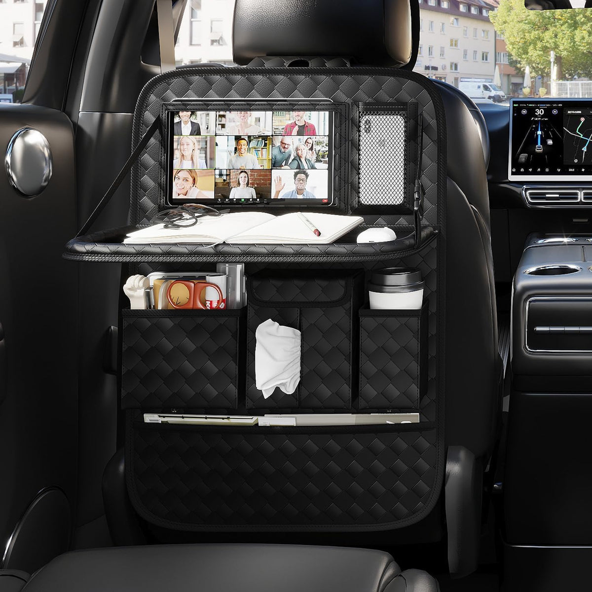 GMQ Back Seat Car Organizer 1 Pack,Backseat Organizer with Tray,Multifunction...