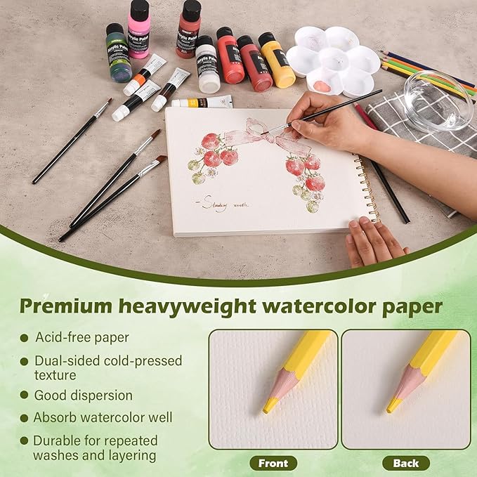 2-Packs Watercolor Paper Pad 3.5x5.5 Inch | 30 Sheets 140lb/300g, Spiral-Bound - Image 5