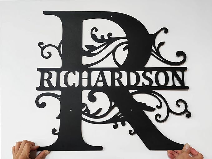 Personalized Metal Name Signs, Split Letter Monogram Wall Decor, Custom Last by Unknown