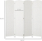 HOMCOM Room Divider, 4 Panel Folding Privacy Screen, 6FT Tall Portable Wicker - Image 7