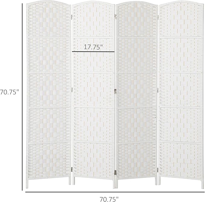 HOMCOM Room Divider, 4 Panel Folding Privacy Screen, 6FT Tall Portable Wicker - Image 7