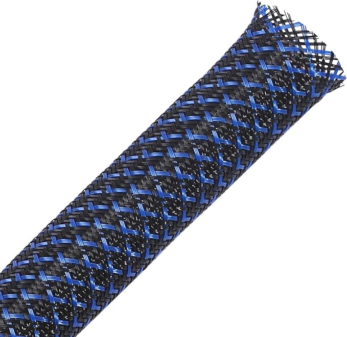 100ft - 1/2 inch PET Expandable Braided Sleeving – BlackBlue – Alex Tech by AlexTech