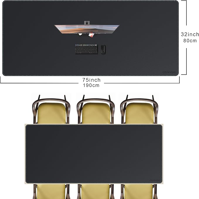 CENNBIE Leather Desk Mat Protector, XXL 74.8" x 31.4" Extra Large Leather - Image 2