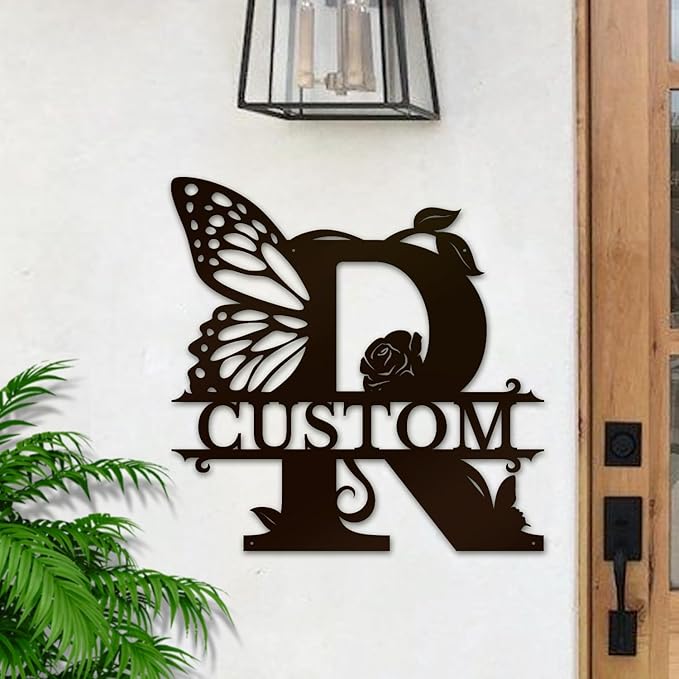 Personalized Custom Letter Name metal Signs, Custom Black Letter Monogram Wall - Image 2