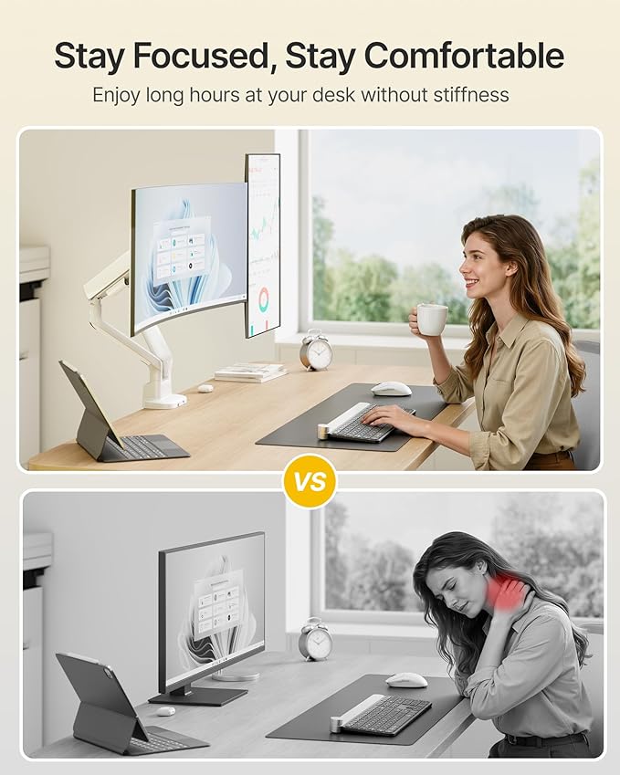 monTEK Dual Monitor Arm with USB, Mechanical Spring Monitor Arm - Image 4