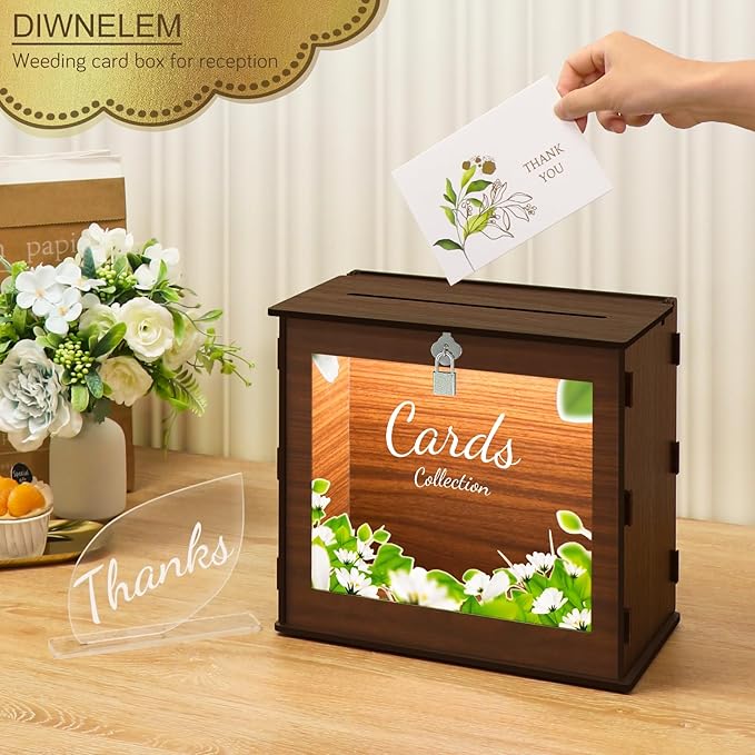 DIWNELEM Wooden Wedding Card Box - Image 4