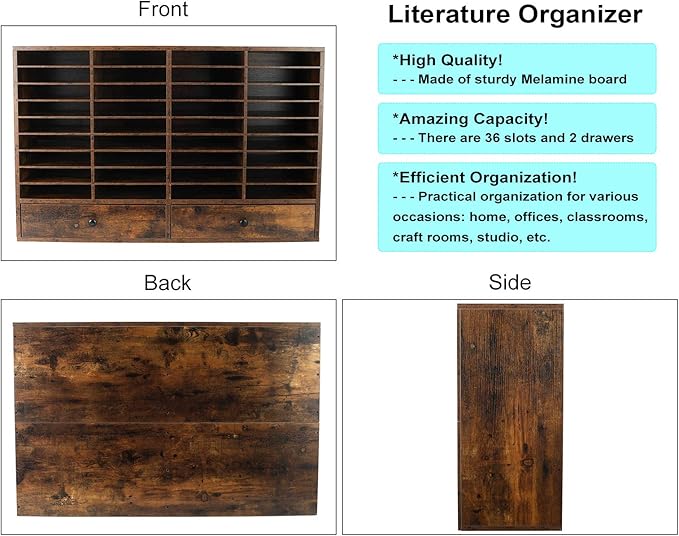 PAG Mail Sorter Organizer, Wood Literature Organizer, Student Mailbox - Image 3