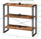 HCHQHS Bookshelf, 3-Tier Industrial Bookcase, Rustic Open Book Shelf, - Image 3