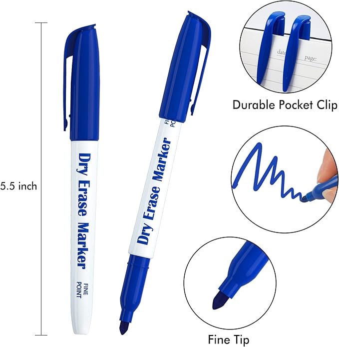 Lineon Dry Erase Markers, 100 Bulk Pack Blue Whiteboard Markers - Image 2