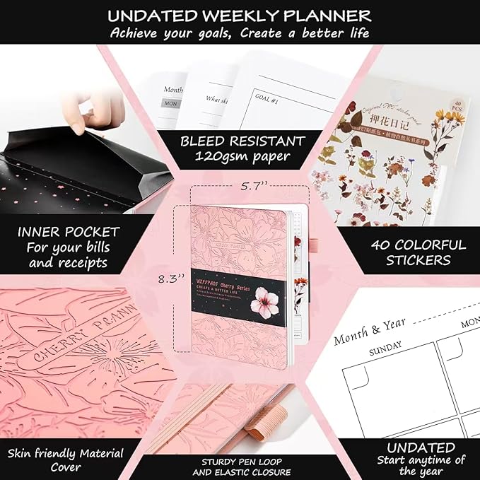 Undated Luxurious Weekly & Monthly Planner to Increase Productivity Hit Your - Image 2