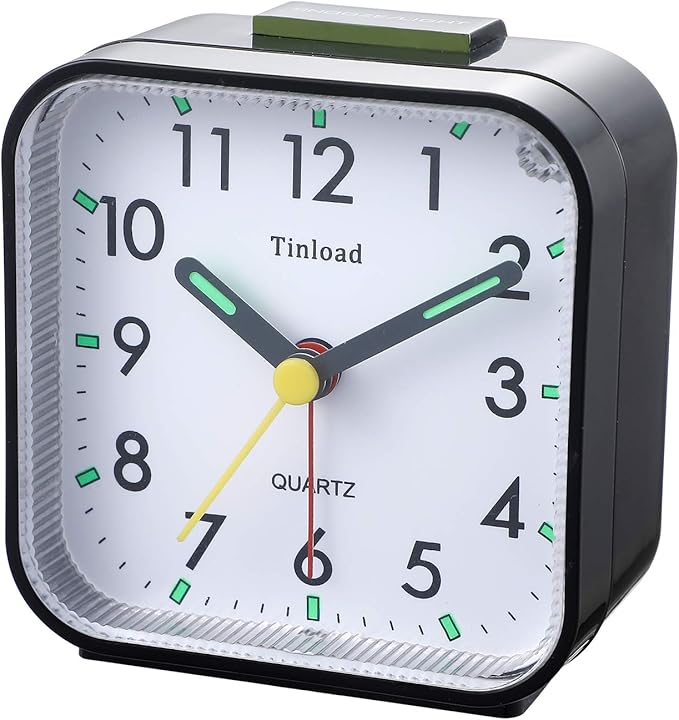 Tinload Small Battery Operated Analog Travel Alarm Clock Silent Non Ticking - Image 3