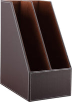 KINGFOM Wooden Leatherette Desktop File Folder Organizer and Document File - Image 5