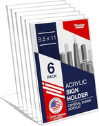 Acrylic Sign Holder 8.5 x 11, Slant Back Display Stand, A-Frame Flyer Display by DasherProducts