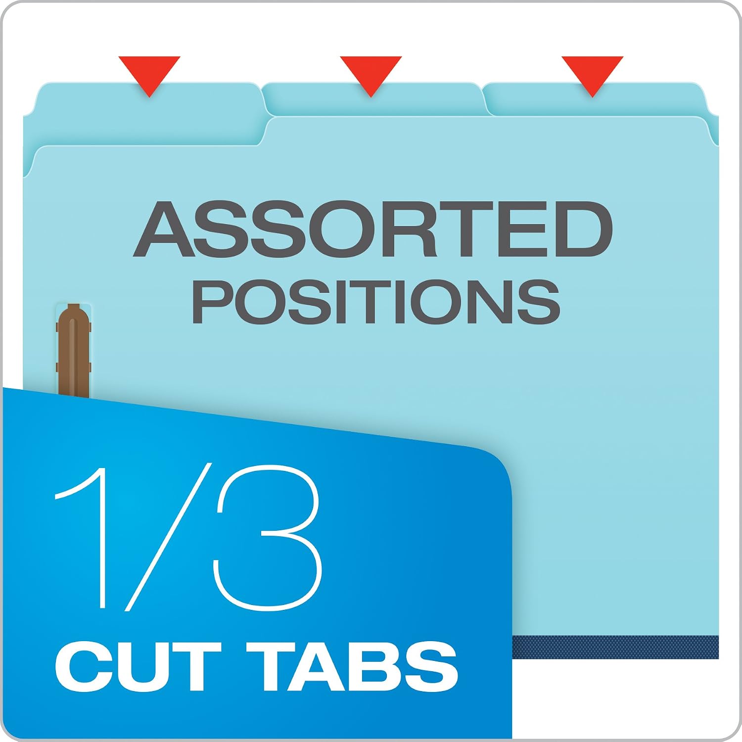 Pendaflex Globe Weis Pressboard Fastener Folders, Letter Size, Light Blue, 1" Expansion, 1/3 Cut, 25/BX (615F21-3BLU)