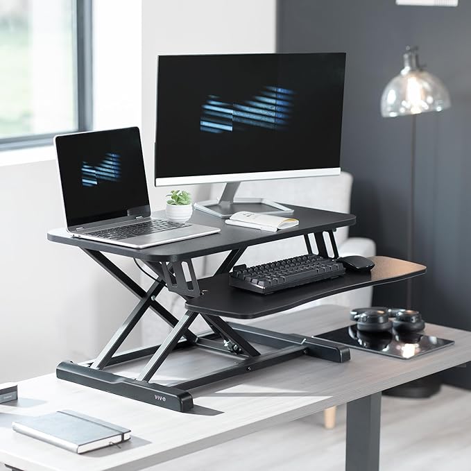VIVO 28 inch Desk Converter, K Series, Height Adjustable Sit to Stand Riser - Image 2