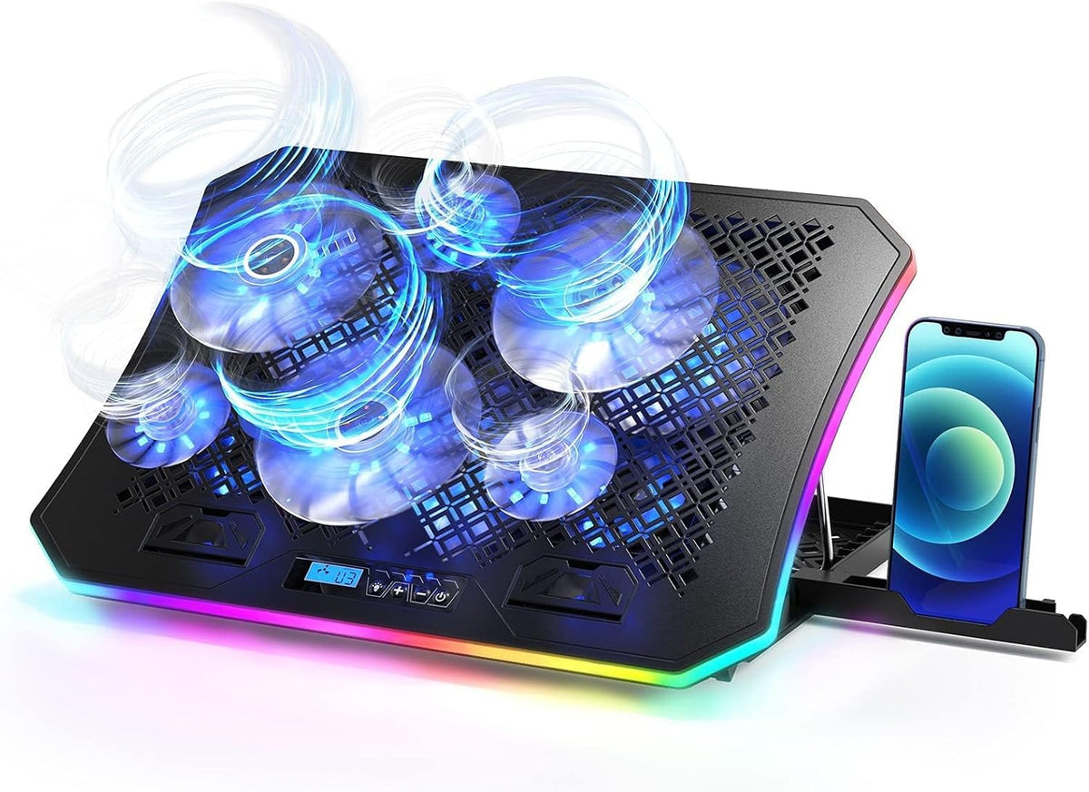KeiBn Upgarde Laptop Cooling Pad, RGB Lights Laptop Cooler 6 Fans for 15.6-17...