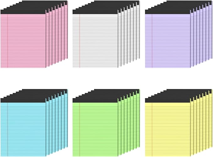 Colored Legal Pads, 48 Pack Note Pads 8.5 x 11 Wide Ruled, Notepads 8.5 x 11 by Aidunmis
