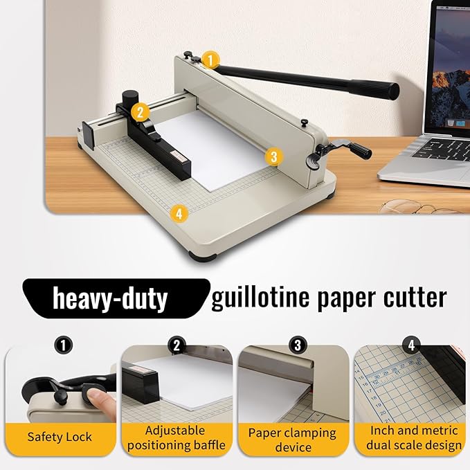 Guillotine Paper Cutter Heavy Duty 400 Sheet Capacity，Paper Cutter 12 Inch - Image 4