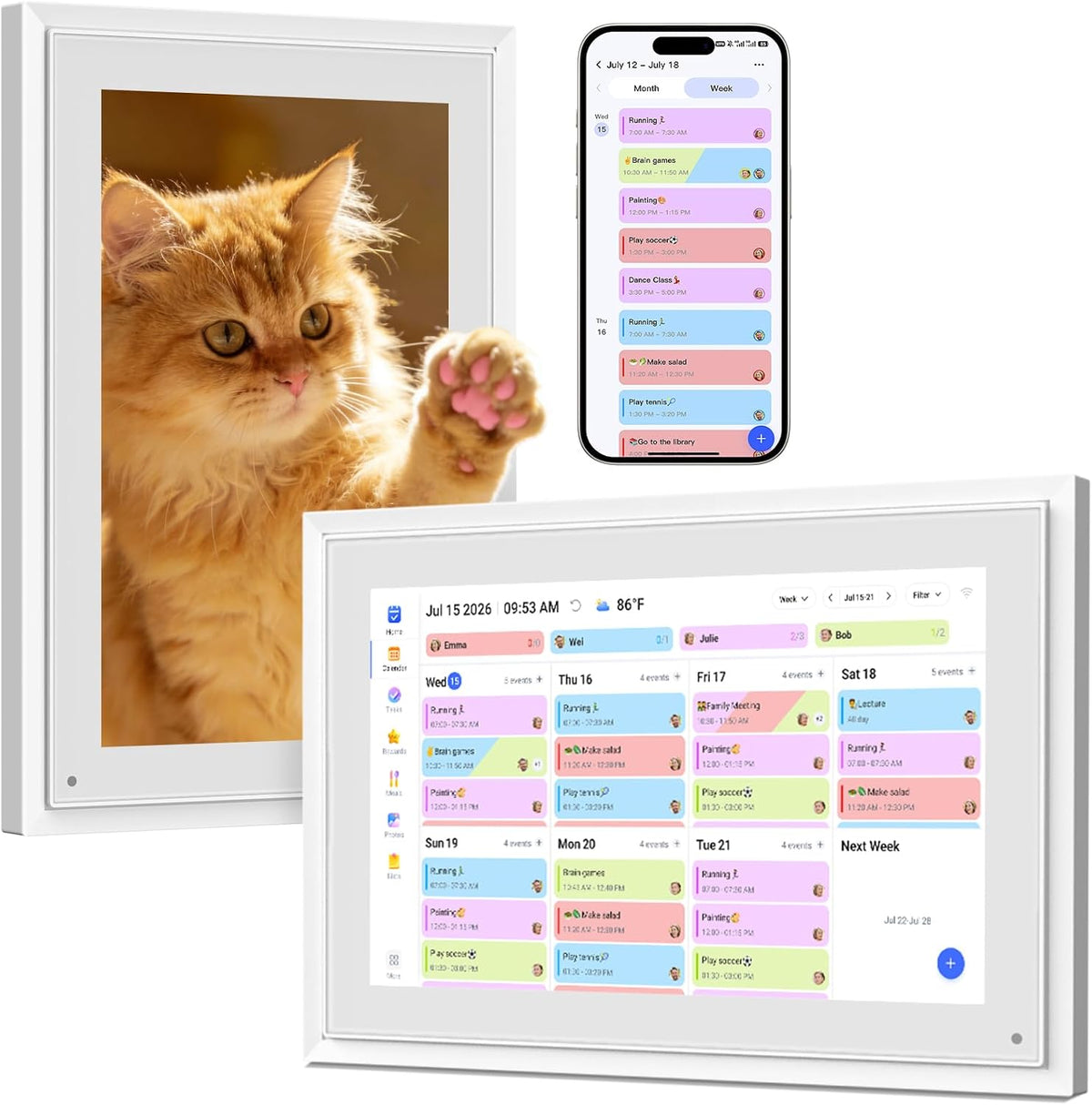 10.1 Inch Digital Calendar+Digital Picture Frame, 2026 Desk Calendar Smart Wi...