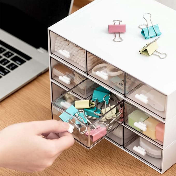 Desk Organizer-Stackable Storage Drawers, Plastic Compact Desk Storage Box - Image 5