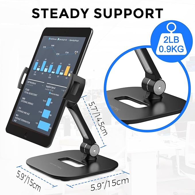 AboveTEK Tablet Stand Holder, Stylish Aluminum iPad Stands, Foldable 360° - Image 4